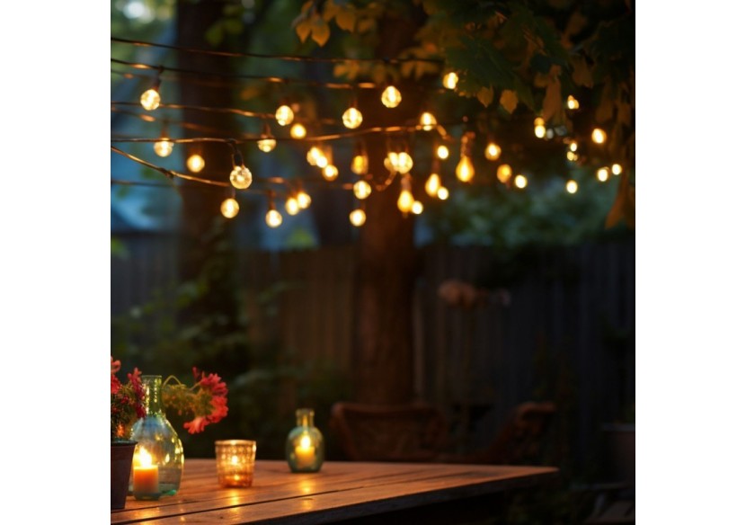 Guirlande lumineuse solaire type guinguette féerique-IP44-11m - SL31-270 - Barcelona LED