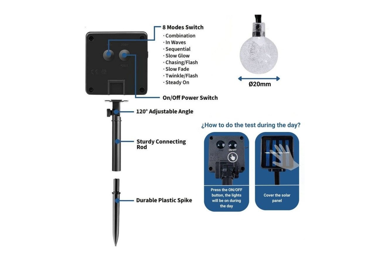 Guirlande lumineuse solaire type guinguette féerique-IP44-11m - SL31-270 - Barcelona LED