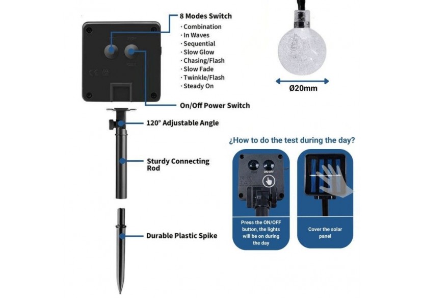 Guirlande lumineuse solaire type guinguette féerique-IP44-11m - SL31-270 - Barcelona LED