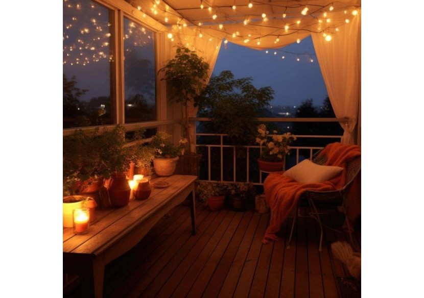 Guirlande lumineuse solaire type guinguette féerique-IP44-11m - SL31-270 - Barcelona LED