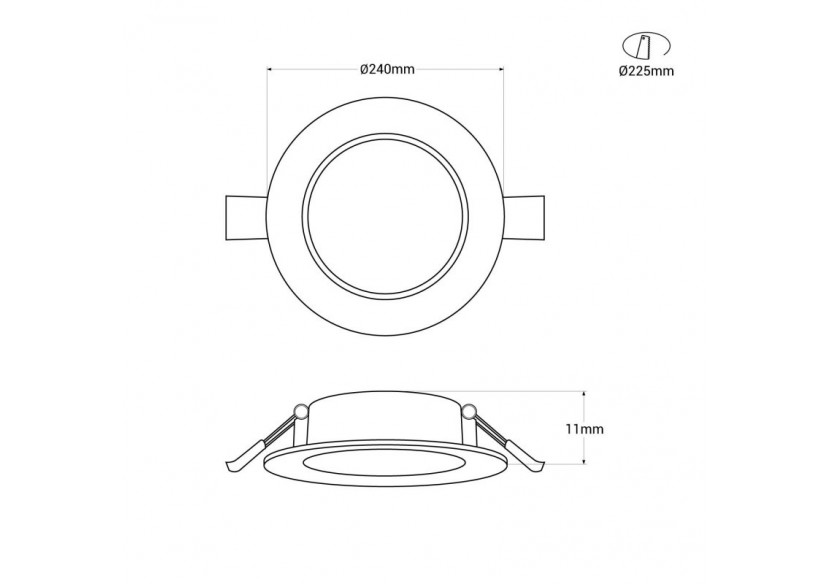 Downlight LED rond extra-plat 20W-Coupe diamètre 225mm - B1073-BC - Barcelona LED