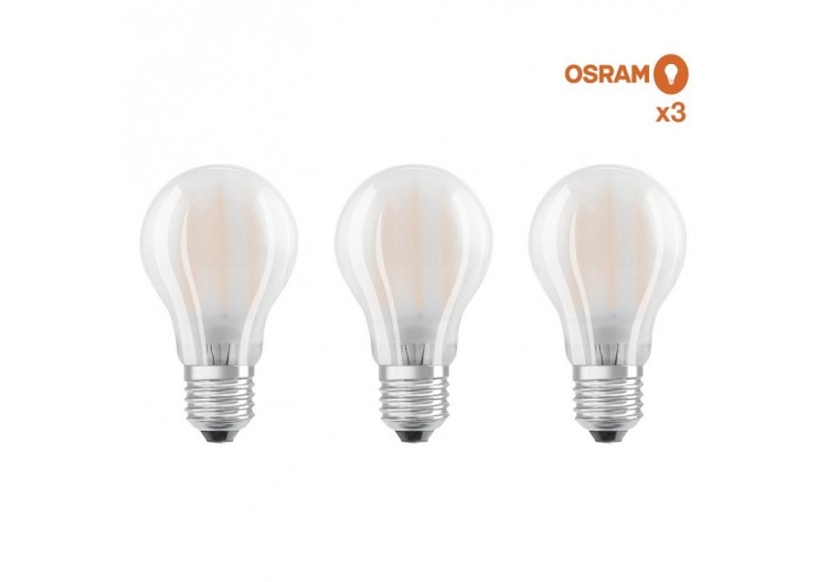 Pack éco de 3 ampoules LED Osram E27 7W verre glacé - O819351 - Barcelona LED