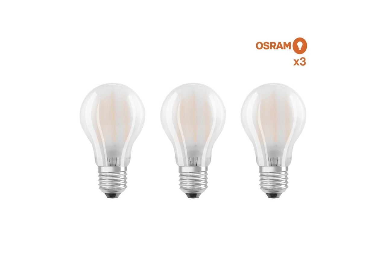 Pack éco de 3 ampoules LED Osram E27 7W verre glacé - O819351 - Barcelona LED