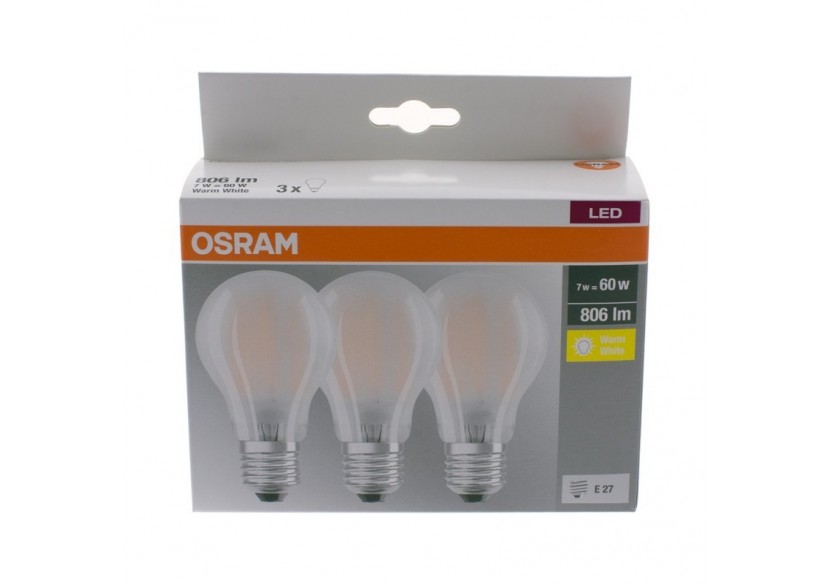 Pack éco de 3 ampoules LED Osram E27 7W verre glacé - O819351 - Barcelona LED Pack éco de 3 ampoules LED Osram E27 7W verre glacé - O819351 - Barcelona LED