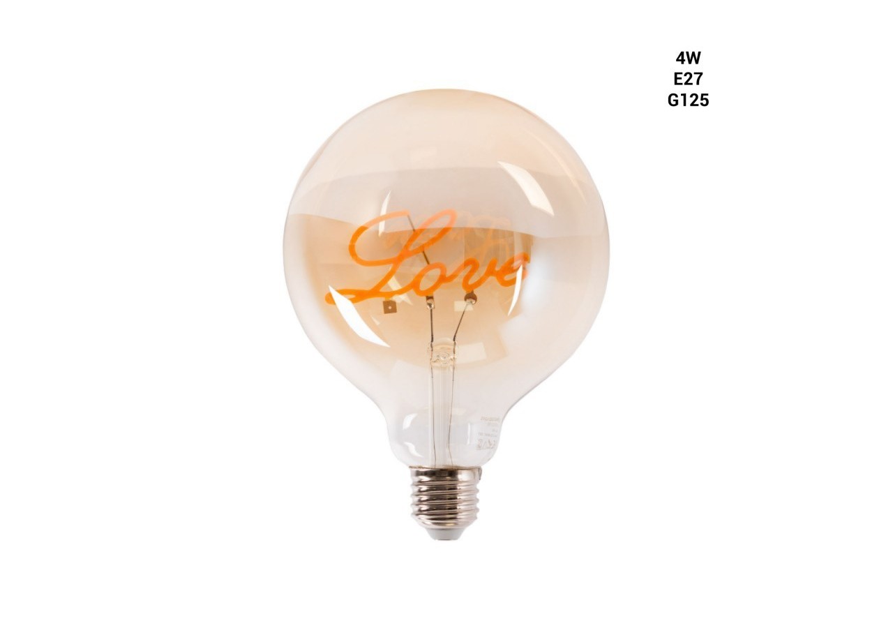 Ampoule décorative à filament "LOVE"-E27 G125-4W-2200K - BFD1-G125E27-LOVE - Barcelona LED