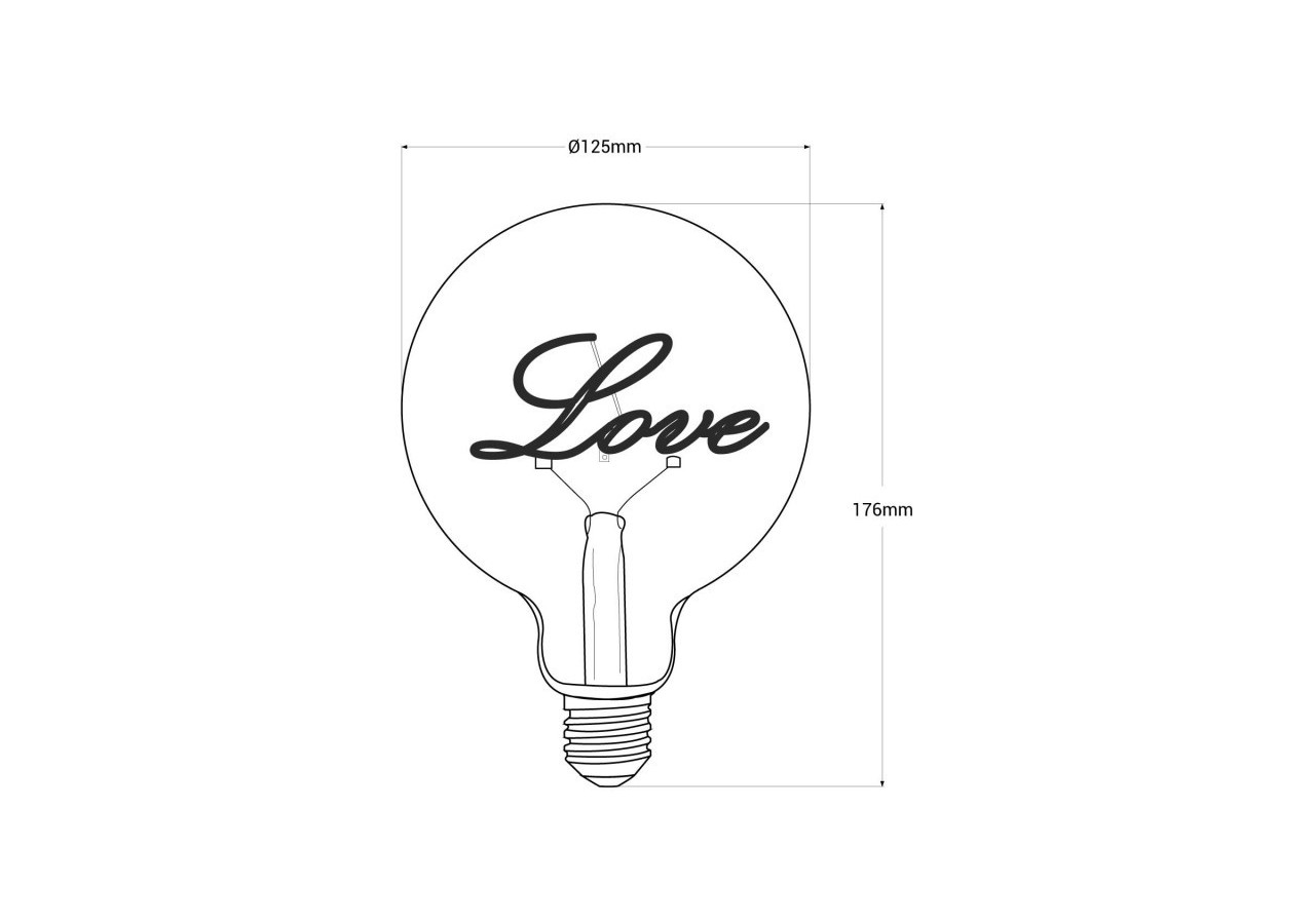Ampoule décorative à filament "LOVE"-E27 G125-4W-2200K - BFD1-G125E27-LOVE - Barcelona LED