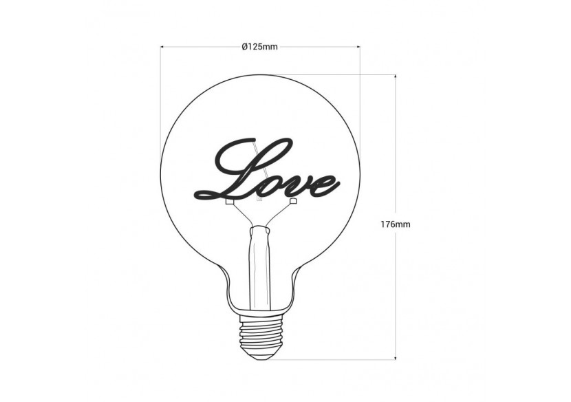 Ampoule décorative à filament "LOVE"-E27 G125-4W-2200K - BFD1-G125E27-LOVE - Barcelona LED Ampoule décorative à filament "LOVE"-E27 G125-4W-2200K - BFD1-G125E27-LOVE - Barcelona LED