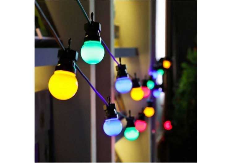 Guirlande LED avec câble noir 10 ampoules LED multicolores-8m - L2000-N-C - Barcelona LED 2