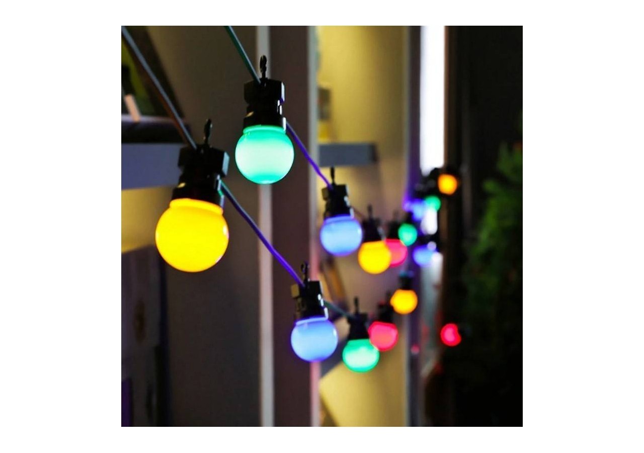 Guirlande LED avec câble noir 10 ampoules LED multicolores-8m - L2000-N-C - Barcelona LED