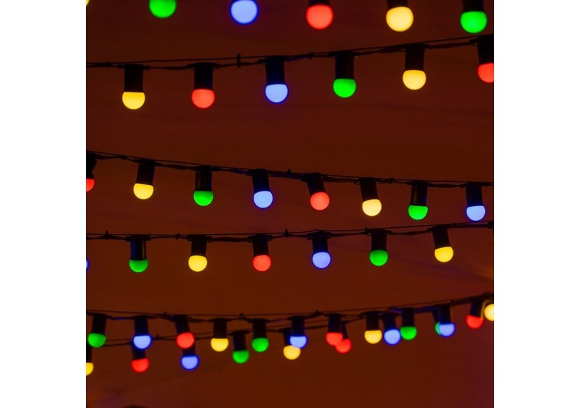 Guirlande LED avec câble noir 10 ampoules LED multicolores-8m - L2000-N-C - Barcelona LED