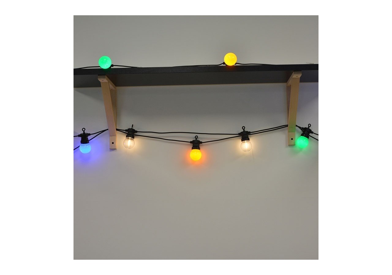 Guirlande LED avec câble noir 10 ampoules LED multicolores-8m - L2000-N-C - Barcelona LED