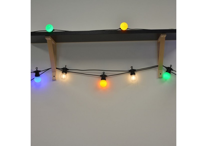 Guirlande LED avec câble noir 10 ampoules LED multicolores-8m - L2000-N-C - Barcelona LED