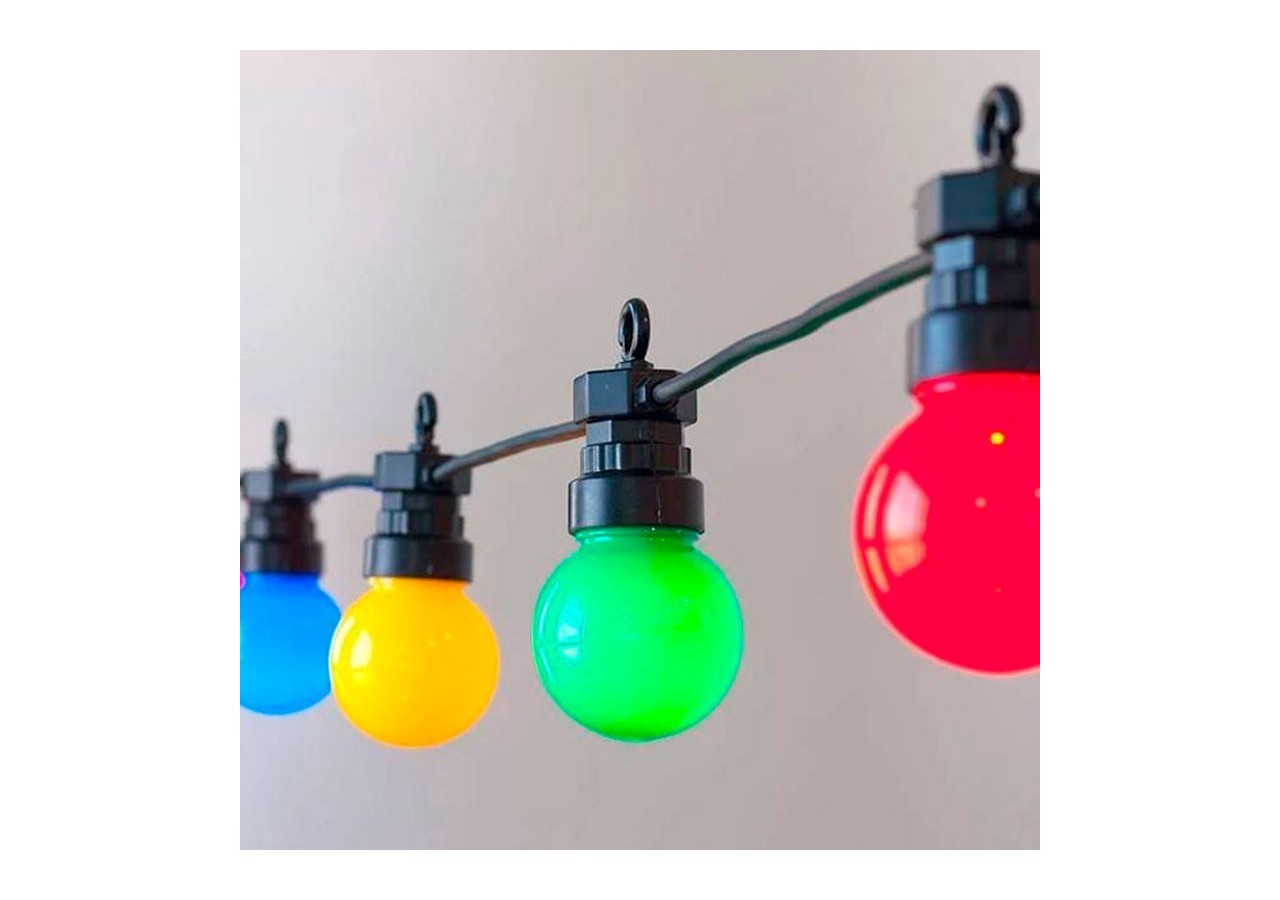 Guirlande LED avec câble noir 10 ampoules LED multicolores-8m - L2000-N-C - Barcelona LED