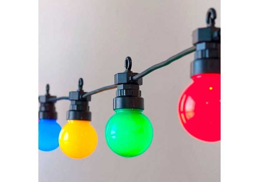 Guirlande LED avec câble noir 10 ampoules LED multicolores-8m - L2000-N-C - Barcelona LED