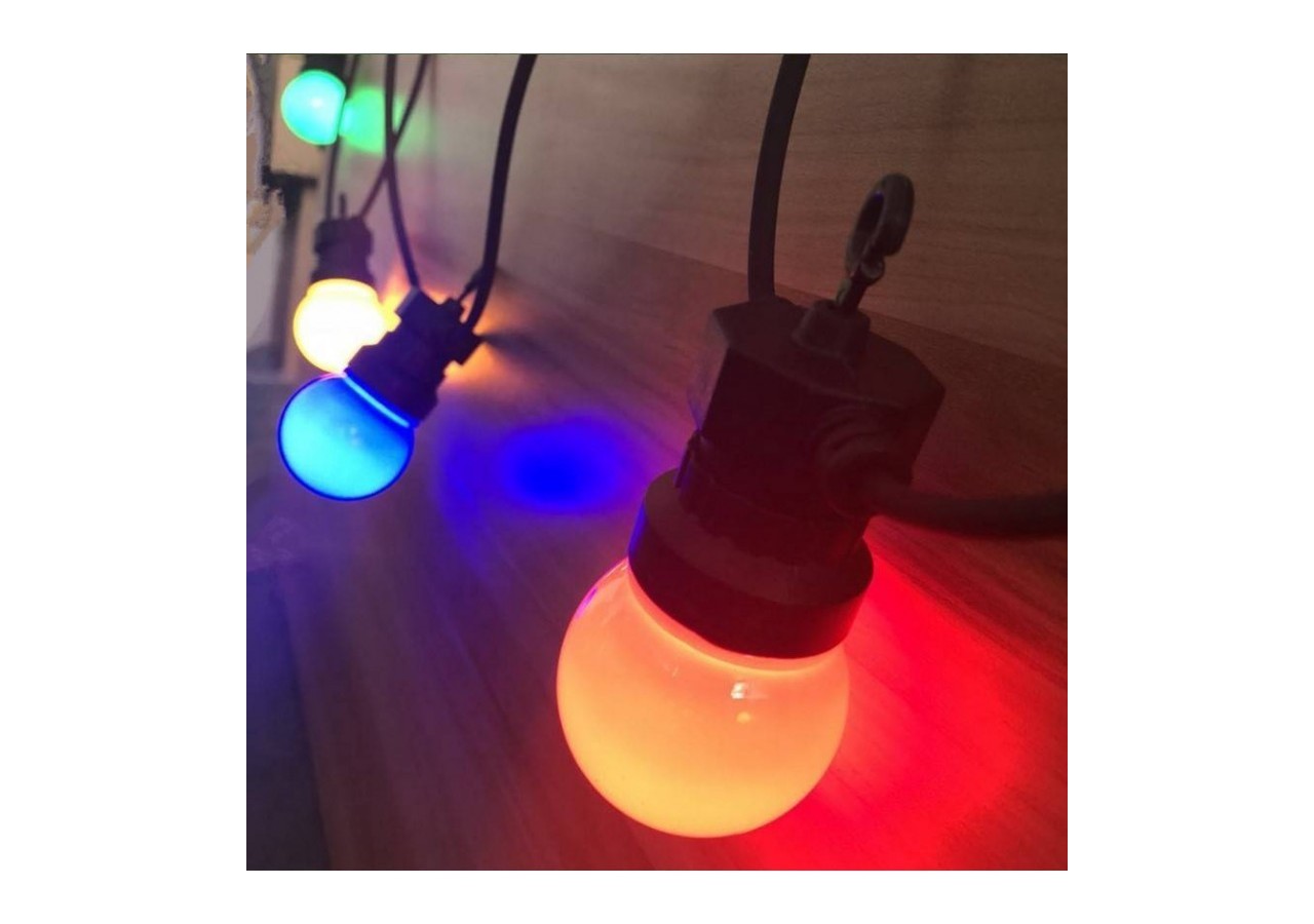 Guirlande LED avec câble noir 10 ampoules LED multicolores-8m - L2000-N-C - Barcelona LED