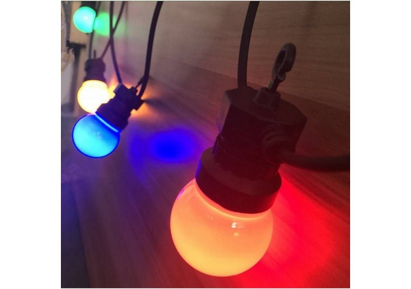 Guirlande LED avec câble noir 10 ampoules LED multicolores-8m - L2000-N-C - Barcelona LED