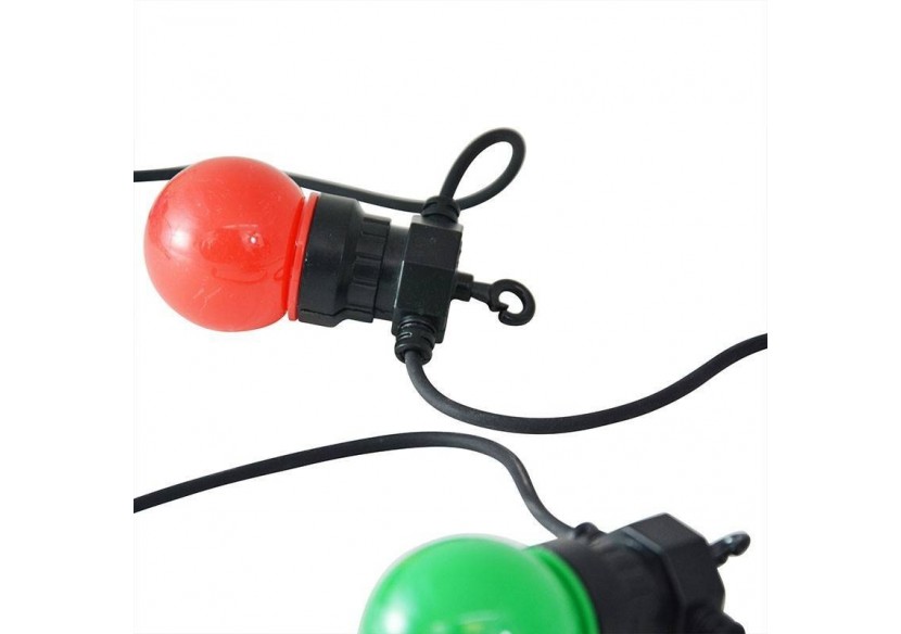 Guirlande LED avec câble noir 10 ampoules LED multicolores-8m - L2000-N-C - Barcelona LED