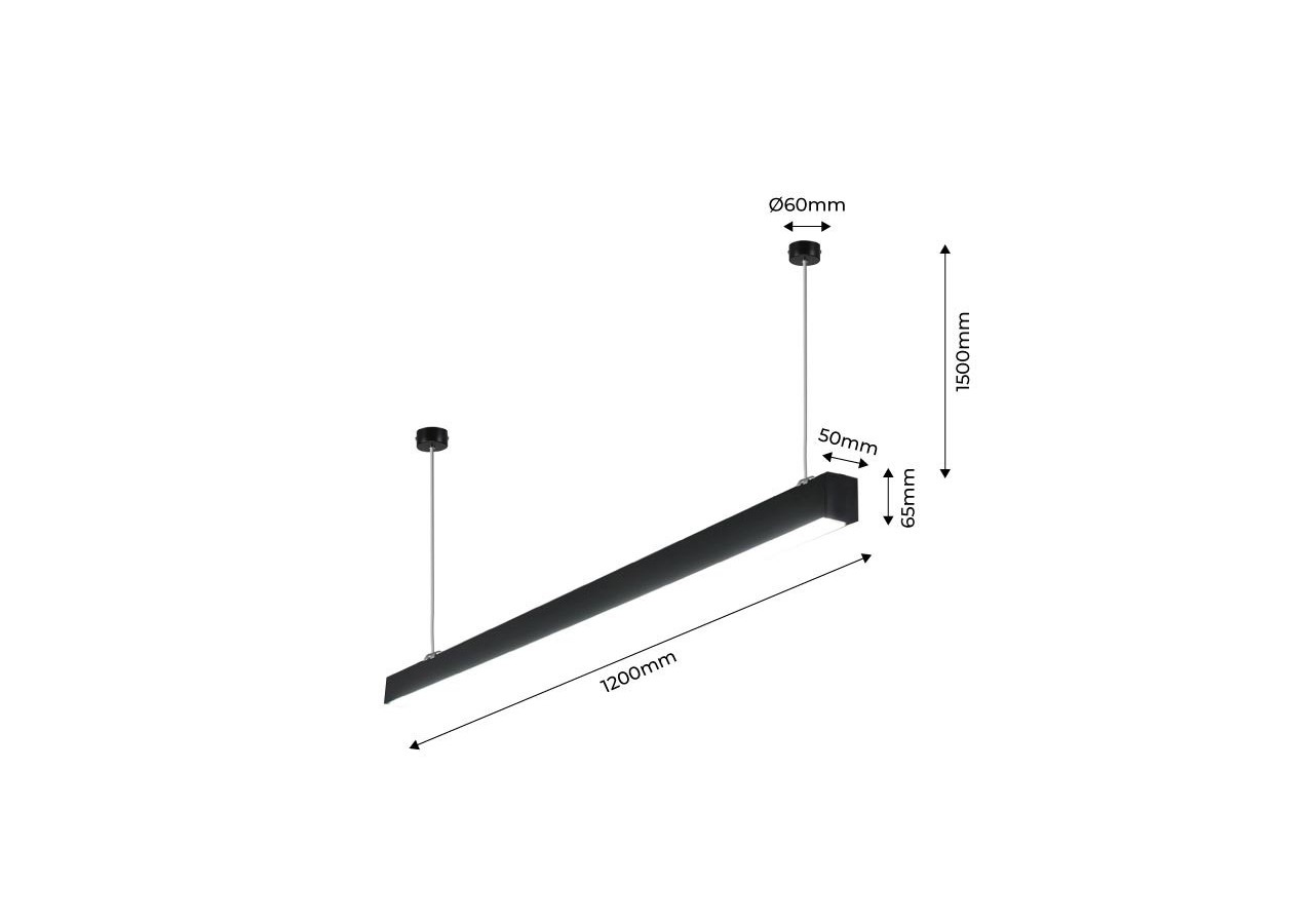 Luminaire linéaire LED en suspension ou en saillie 120cm 40W 3400lm - B9020-N-BN - Barcelona LED