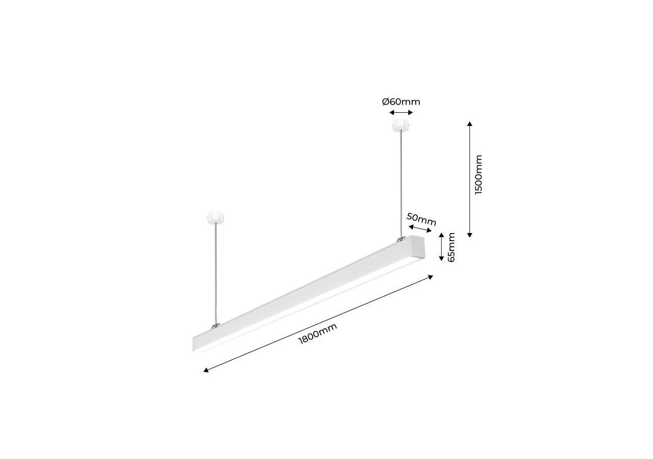 Suspension linéaire LED 60W 180cm 5100lm - B9030-B-BN - Barcelona LED