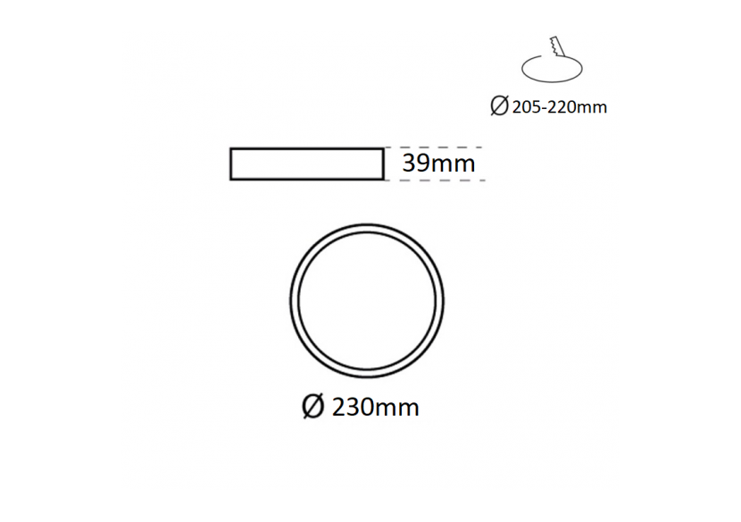 Spot LED encastrable CCT-40W-IP44-Coupe diamètre 205-220mm - B8590-CCT - Barcelona LED