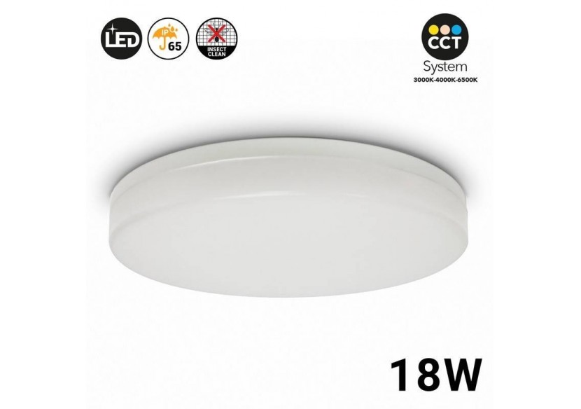 Plafonnier LED rond en saillie 2040LM 18W IP65 - B1725-R-CCT - Barcelona LED