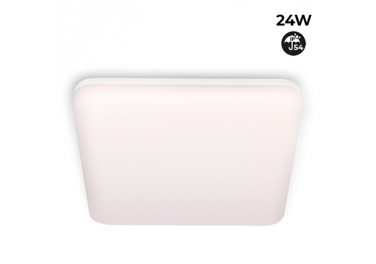 Plafonnier LED étanche carré blanc 24W en saillie 2640LM IP54 - B1720-C-BC - Barcelona LED