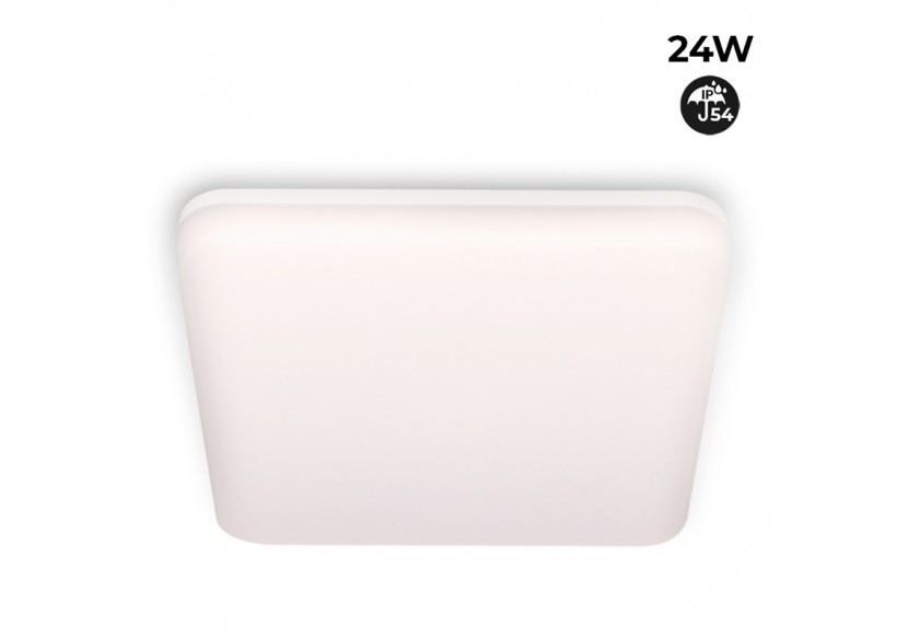 Plafonnier LED étanche carré blanc 24W en saillie 2640LM IP54 - B1720-C-BC - Barcelona LED