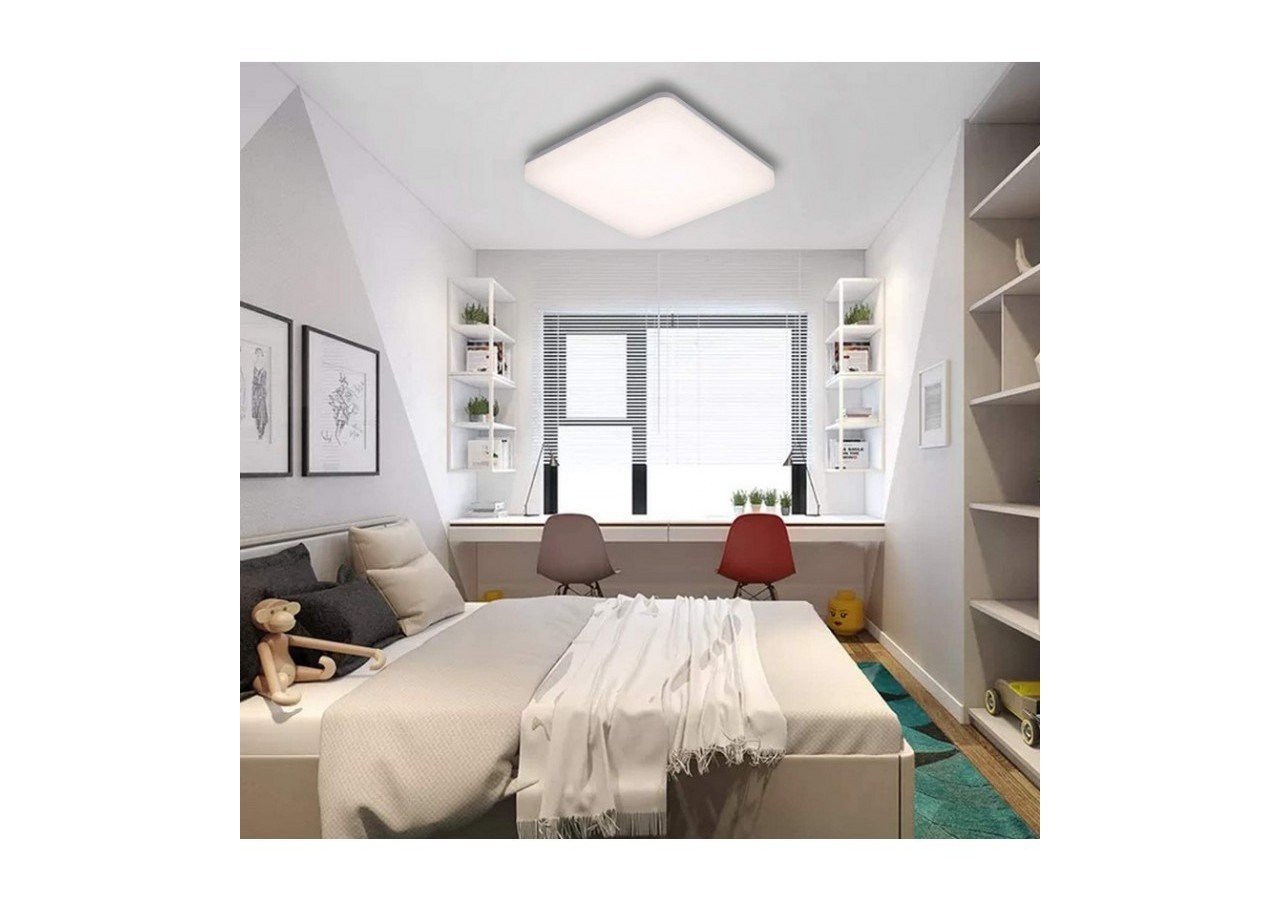 Plafonnier LED étanche carré blanc 24W en saillie 2640LM IP54 - B1720-C-BC - Barcelona LED