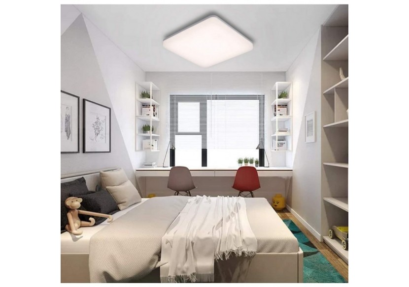 Plafonnier LED étanche carré blanc 24W en saillie 2640LM IP54 - B1720-C-BC - Barcelona LED