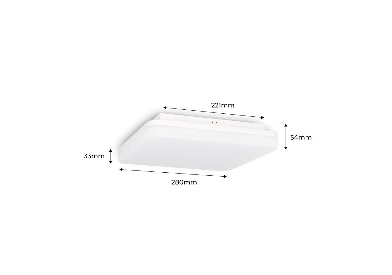 Plafonnier LED étanche carré blanc 24W en saillie 2640LM IP54 - B1720-C-BC - Barcelona LED