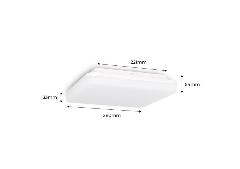 Plafonnier LED étanche carré blanc 24W en saillie 2640LM IP54 - B1720-C-BC - Barcelona LED