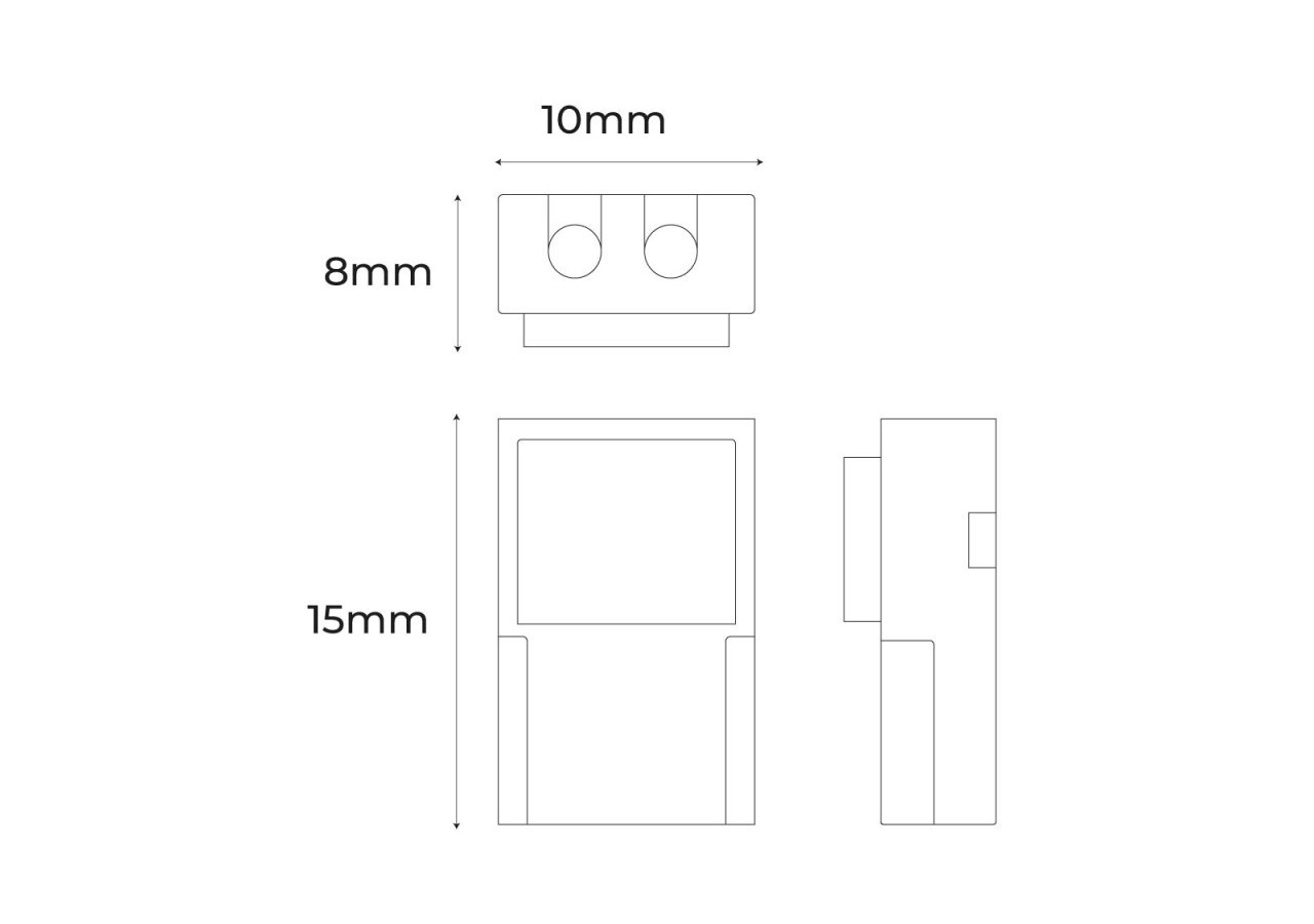 Connecteur clip 2 broches ruban à câble PCB 8mm - BCN8XB-2 - Barcelona LED