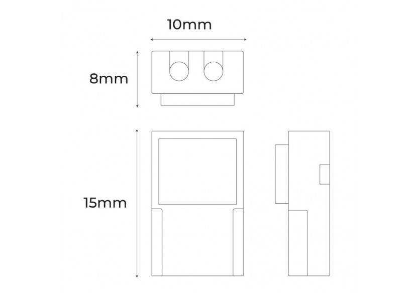 Connecteur clip 2 broches ruban à câble PCB 8mm - BCN8XB-2 - Barcelona LED