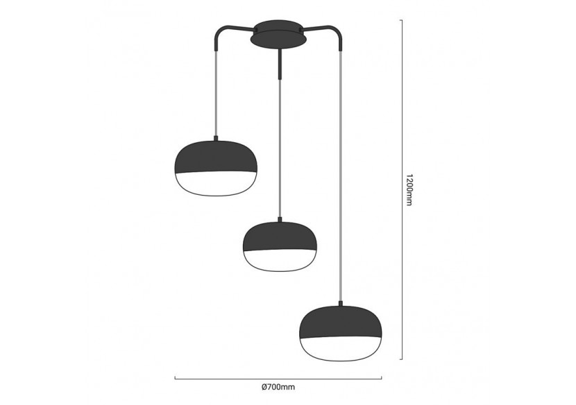 Triple suspension LED "Hestia" 54W - LN4025-B - Barcelona LED