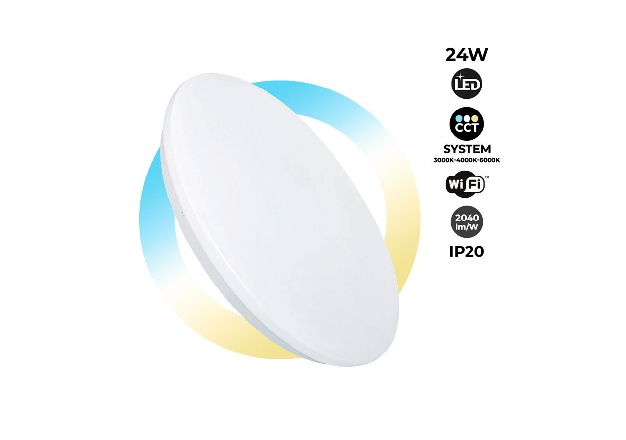 Plafonnier LED SMART-CCT WIFI en saillie 24W-IP20 - B1295-SMART - Barcelona LED