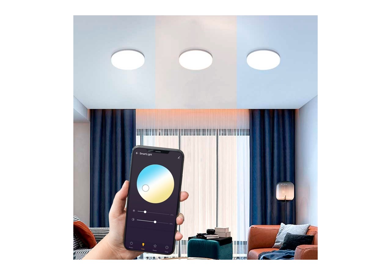 Plafonnier LED SMART-CCT WIFI en saillie 24W-IP20 - B1295-SMART - Barcelona LED