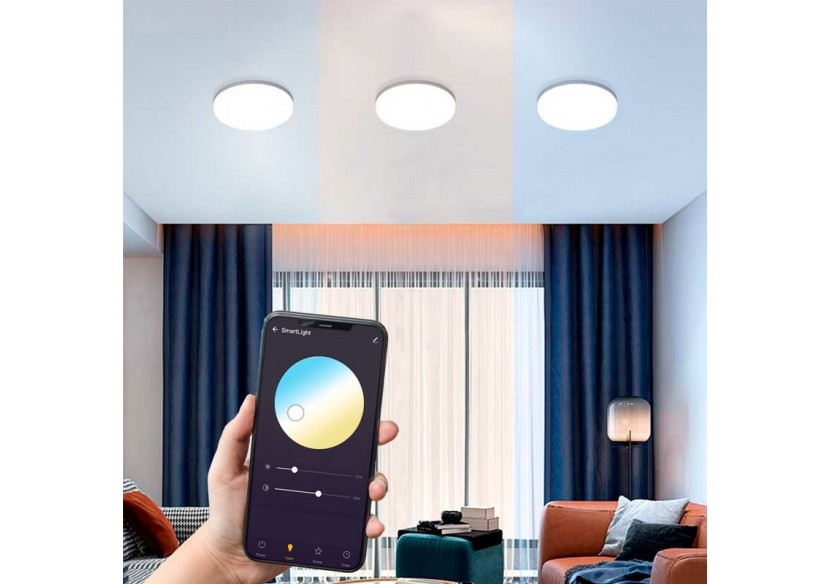 Plafonnier LED SMART-CCT WIFI en saillie 24W-IP20 - B1295-SMART - Barcelona LED