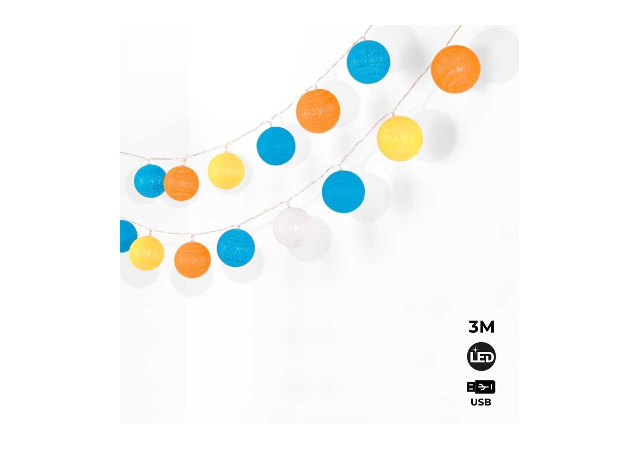 Guirlande boule lumineuse 3mètres IP44 Prise USB - B2044-WBY - Barcelona LED