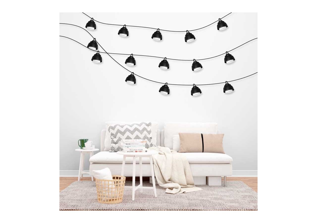 Guirlande décorative extérieur LED 6m avec 6 lumières de 8W - B2037-N-BC - Barcelona LED