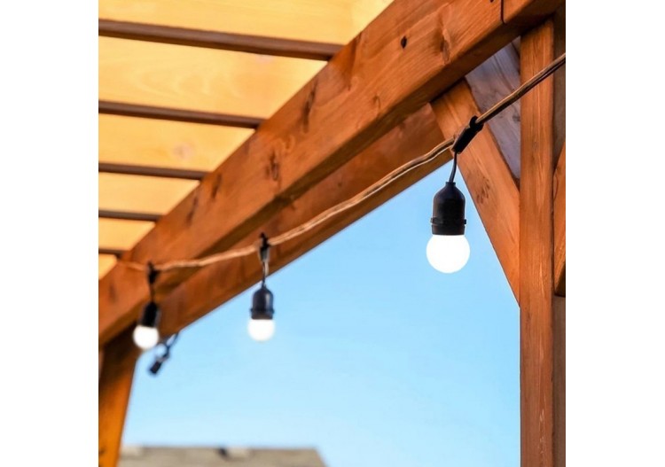 Kit guirlande lumineuse extérieure 10m + 10 ampoules LED E27 1W-IP44-Blanc chaud - K_L1700 - Barcelona LED 2