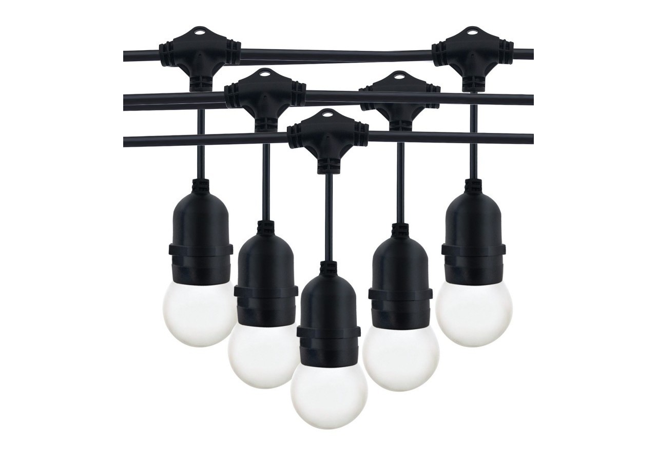 Kit guirlande lumineuse extérieure 10m + 10 ampoules LED E27 1W-IP44-Blanc chaud - K_L1700 - Barcelona LED