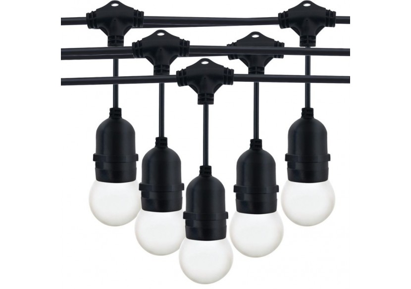 Kit guirlande lumineuse extérieure 10m + 10 ampoules LED E27 1W-IP44-Blanc chaud - K_L1700 - Barcelona LED Kit guirlande lumineuse extérieure 10m + 10 ampoules LED E27 1W-IP44-Blanc chaud - K_L1700 - Barcelona LED