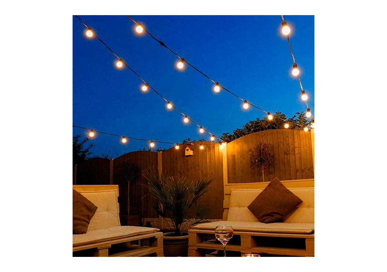 Kit guirlande lumineuse extérieure 10m + 10 ampoules LED E27 1W-IP44-Blanc chaud - K_L1700 - Barcelona LED