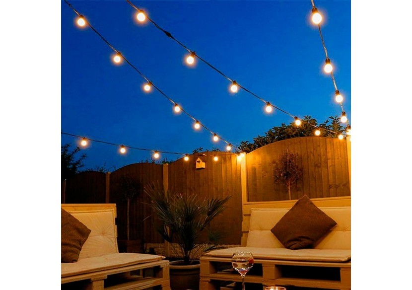 Kit guirlande lumineuse extérieure 10m + 10 ampoules LED E27 1W-IP44-Blanc chaud - K_L1700 - Barcelona LED Kit guirlande lumineuse extérieure 10m + 10 ampoules LED E27 1W-IP44-Blanc chaud - K_L1700 - Barcelona LED
