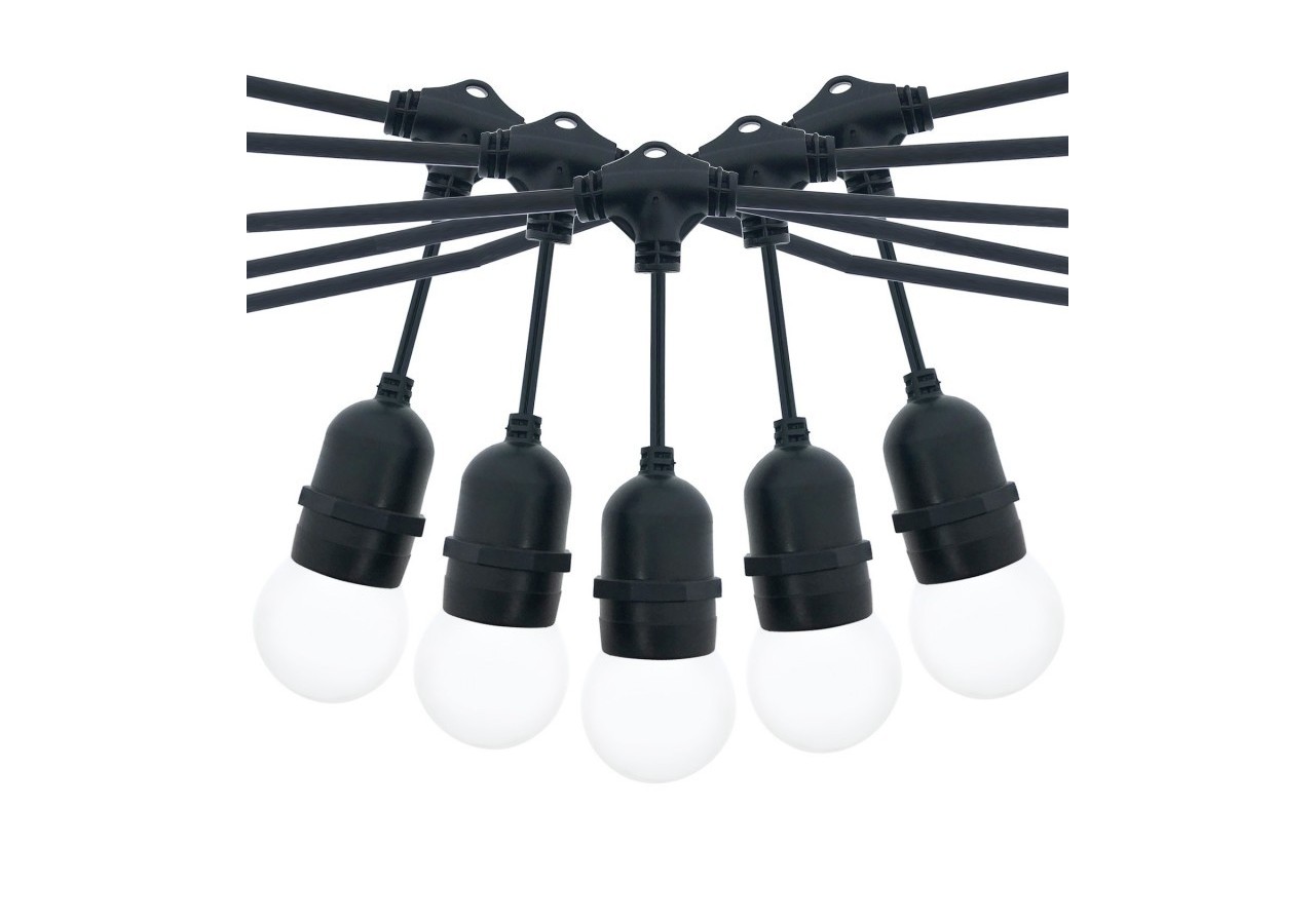 Kit guirlande lumineuse extérieure 10m + 10 ampoules LED E27 1W-IP44-Blanc chaud - K_L1700 - Barcelona LED