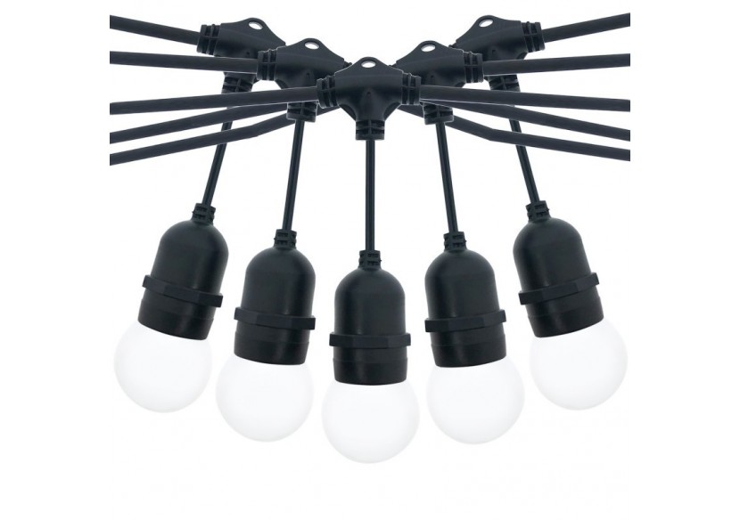 Kit guirlande lumineuse extérieure 10m + 10 ampoules LED E27 1W-IP44-Blanc chaud - K_L1700 - Barcelona LED Kit guirlande lumineuse extérieure 10m + 10 ampoules LED E27 1W-IP44-Blanc chaud - K_L1700 - Barcelona LED