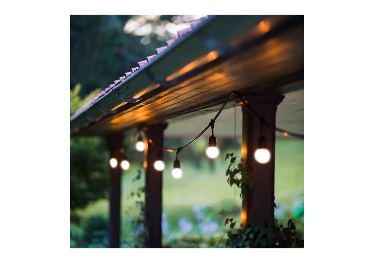 Kit guirlande lumineuse extérieure 10m + 10 ampoules LED E27 1W-IP44-Blanc chaud - K_L1700 - Barcelona LED