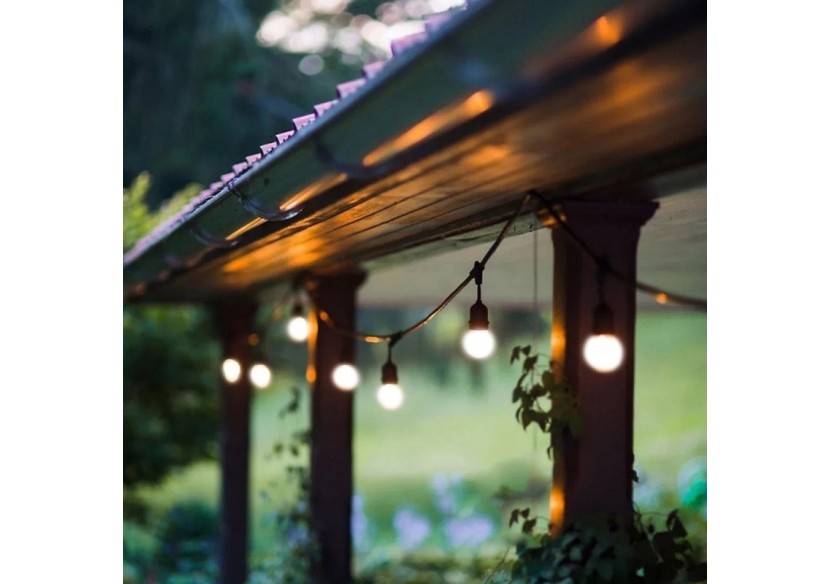 Kit guirlande lumineuse extérieure 10m + 10 ampoules LED E27 1W-IP44-Blanc chaud - K_L1700 - Barcelona LED Kit guirlande lumineuse extérieure 10m + 10 ampoules LED E27 1W-IP44-Blanc chaud - K_L1700 - Barcelona LED