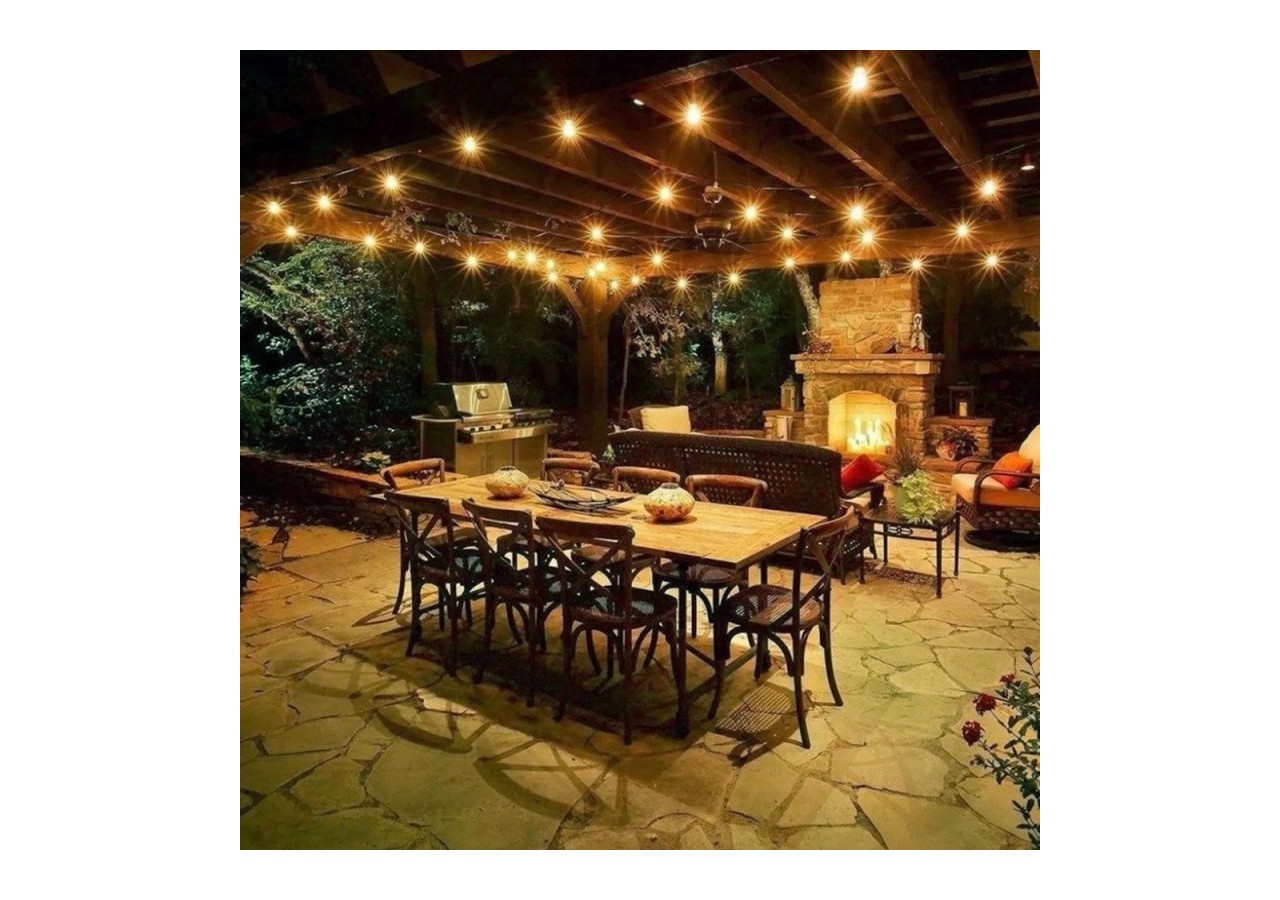 Kit guirlande lumineuse extérieure 10m + 10 ampoules LED E27 1W-IP44-Blanc chaud - K_L1700 - Barcelona LED