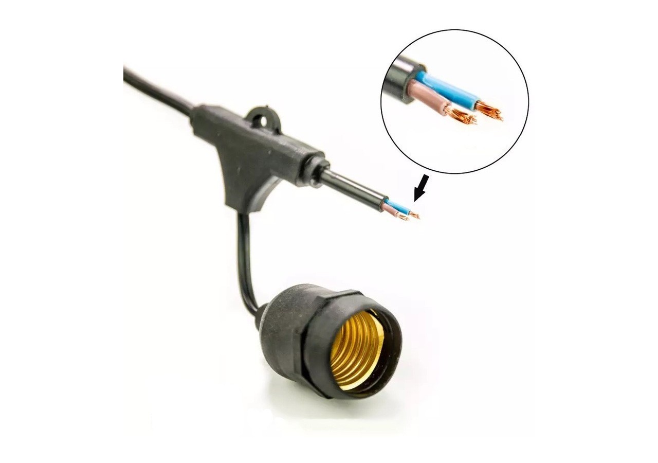 Kit guirlande lumineuse extérieure 10m + 10 ampoules LED E27 1W-IP44-Blanc chaud - K_L1700 - Barcelona LED